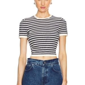 GRLFRND Ava top in navy and ivory stripe